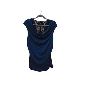 Teal Blouse with Lace Inset Sz Large Fitted Bodycon